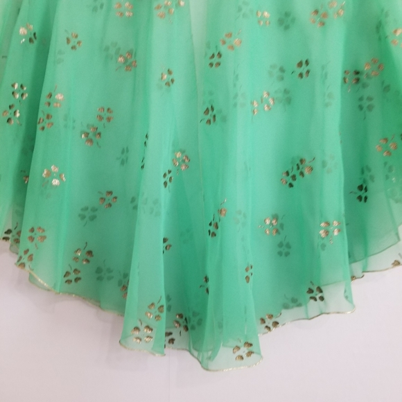 Vintage Green Sheer Shawl Cape OS - Picture 7 of 9